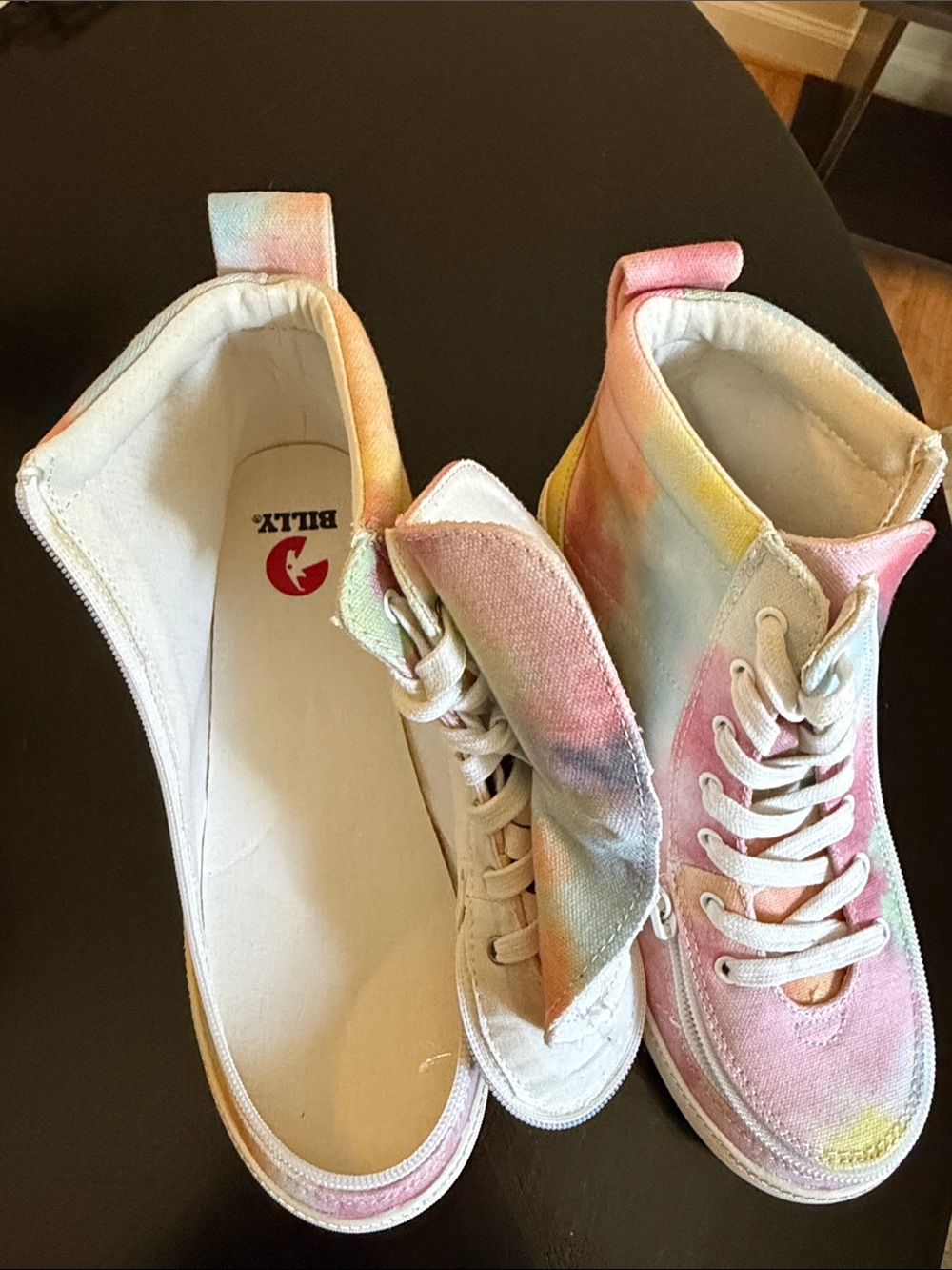 BILLY Footwear Kids AFO Friendly Adaptive High Top Shoes Pastel Tie Dye Size 5M